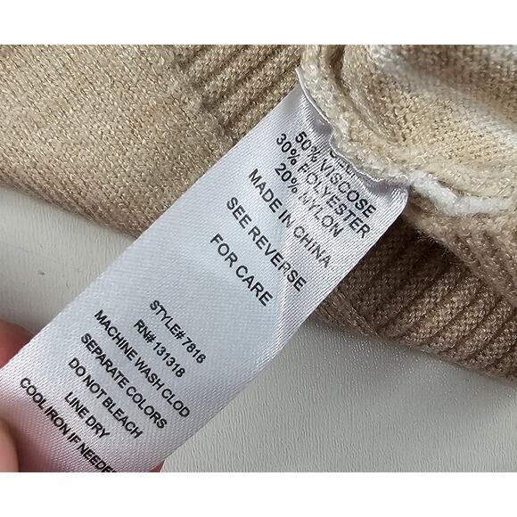 NWT Autumn Skye sz M beige slub Batwing knit sweater Neutral winter warm NEW - Picture 6 of 8